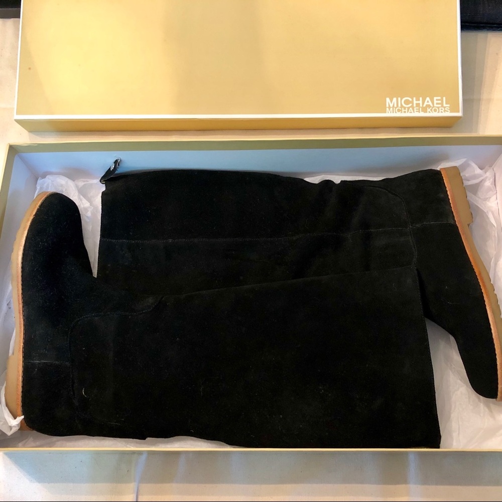 Michael Kors black suede Kenton boots EUC